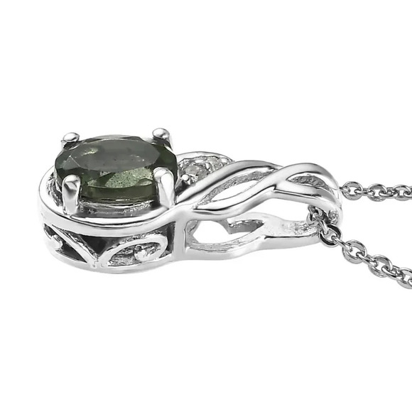 Tanzanian Natural Green Apatite and White Zircon Ring and Pendant Necklace - Picture 6 of 8